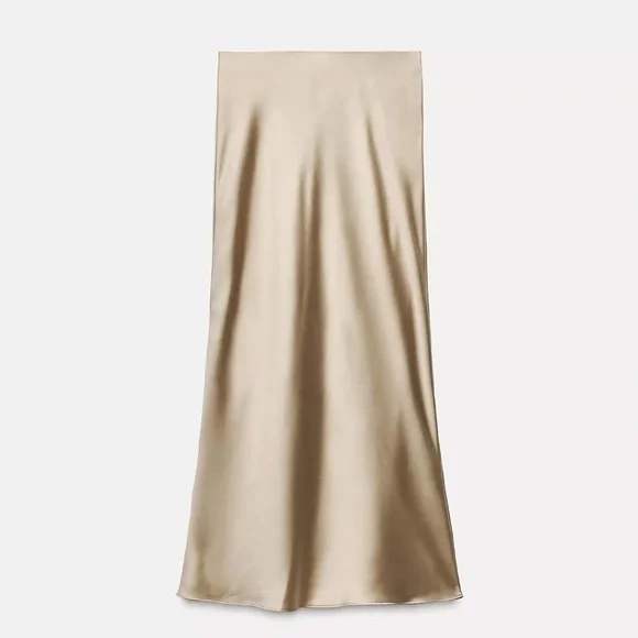 Zara Satin Midi Skirt - Picture 1 of 6
